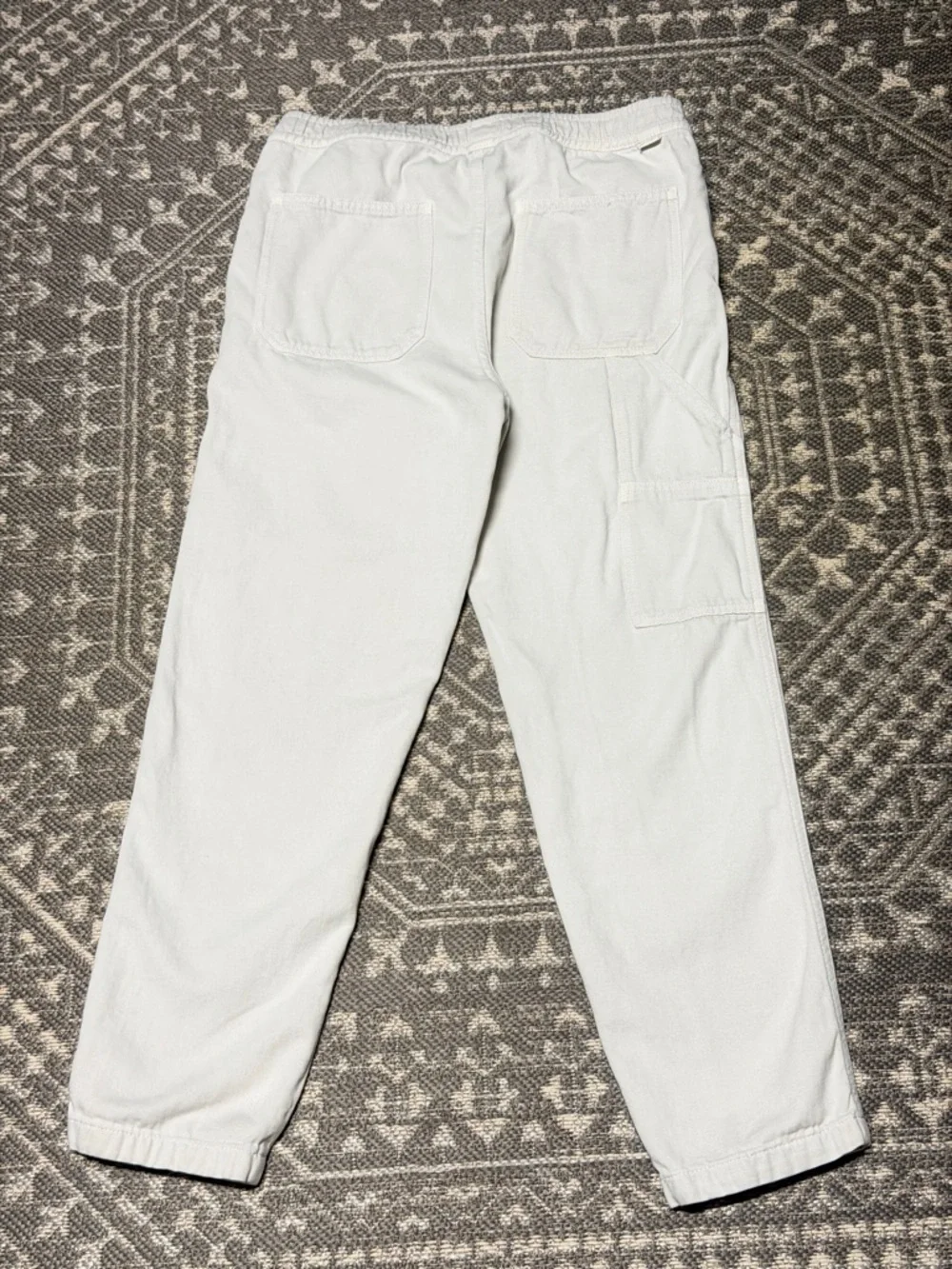 Zara cream Cropped Elastic-Waist Ankle Pants 75%cotton 25%linen.